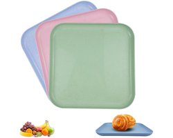 Ibenzoa® Drie Kunststof Dienbladen met Antislip Onderstel, Rechthoekig, 29 x 2,5 cm - Perfect voor Keuken, Restaurant en Feesten