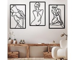 Ibenzoa® Driedelige Metalen Wanddecoratie – Moderne Abstracte Muurkunst voor Binnen en Buiten