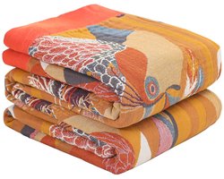 Ibenzoa® Dubbelzijdige katoenen sprei en deken met boho-design en franjes voor veelzijdig gebruik