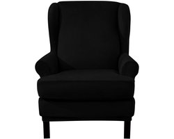 Ibenzoa® Elastische Fluwelen Stoelhoes voor Oorfauteuils in Zwart met Bescherming tegen Vlekken