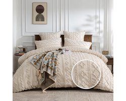 Ibenzoa® Elegant Boho Beddengoed Set met Vintage Geometrisch Patroon en Ritssluiting voor Comfortabele Slaapervaring