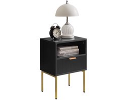 Ibenzoa® Elegant nachtkastje met opbergschuiflade en gouden accenten voor elke ruimte