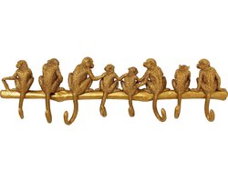Ibenzoa® Elegant Wandkapstok met Goudkleurige Dierenfiguren – Acht Haken voor Jas en Vest
