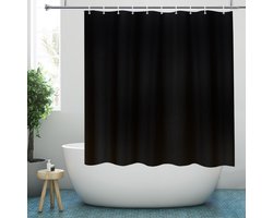 Ibenzoa® Elegant Zwart Douchegordijn met Metalen Ogen, Waterafstotend en Schimmelbestendig, 150x150 cm