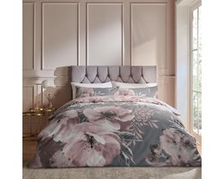 Ibenzoa® Elegante Grijze Beddengoedset met Bloemenontwerp voor Slaapkamervernieuwing