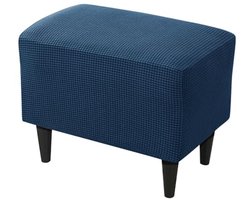 Ibenzoa® Elegante Stretchbare Ottomaanse Hoes in Luxe Marineblauw voor Voetenbankbescherming en Stijlvolle Interieurvernieuwing