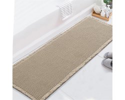 Ibenzoa® Extra Lange Wafelpatroon Badmat met Antislip, Zacht en Absorberend, Wasbaar, 60 x 180 cm, Bruin