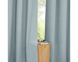 Ibenzoa® Gedetailleerde Beschrijving van Linnenlook Gordijnen – Set van 2, Grijsblauw, 245 x 140 cm