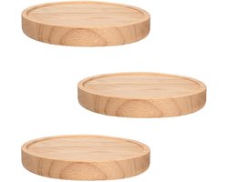 Ibenzoa® Geïntegreerd Wandrek, Drie Delige Set, Ronde Zelfmontage, Houten Plank, Moderne Decoratie voor Woonkamer, Slaapkamer, Keuken en Kantoor