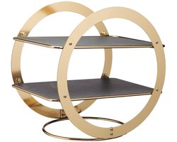 Ibenzoa® Geometrische Leisteen Etagère met Messing Accent, 31,5 x 22,5 x 30 cm – Perfect voor Presentatie en Decoratie