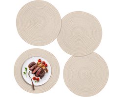 Ibenzoa® Gevlochten Ronde Placemats Set van 4 - Hittebestendig en Afwasbaar, Ideaal voor Eettafels