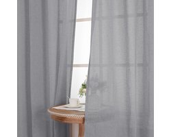 Ibenzoa® Gezellige en Privacy Biedende Semi-Transparante Linnen Gordijnen Set van 2