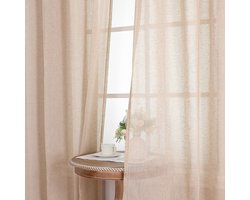 Ibenzoa® Gordijnen met Linnenlook voor Woonkamer - Set van 2 Halftransparante Thermogordijnen