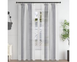 Ibenzoa® Gordijnen met plooiband en gestreept patroon voor moderne slaapkamerinrichting, set van 2, 225 x 140 cm