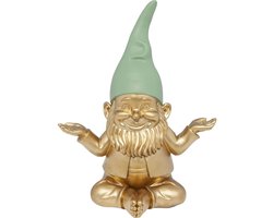 Ibenzoa® Goudgroene Tuinkabouter Sculptuur – Decoratief Accessoire voor Binnen en Buiten