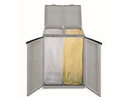 Ibenzoa® Grijze Afvalcontainer 2x110L – Dubbele Deuren – Binnen & Buiten vuilbak buiten, vuilnisbak buiten, vuilbakken buiten