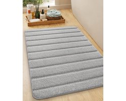 Ibenzoa® Grijze antislip badmat van microvezel, groot en absorberend voor badkamer en bijkeuken