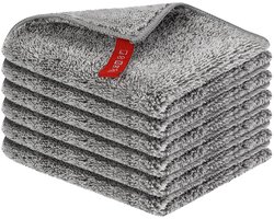Ibenzoa® Grijze set van 6 super absorberende microvezel keukendoeken met ophangoog