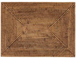 Ibenzoa® Handgeweven Ovalen Tafelset van Rotan - Set van 2 - Hittebestendig en Stijlvol Donkerbruin