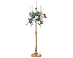 Ibenzoa® Hoge metalen kandelaar met vijf armen voor stijlvolle tafeldecoratie