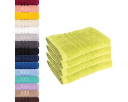 Ibenzoa® Hoogwaardige set van 4 zachte badstoffen handdoeken in rustgevend lindegroen
