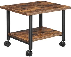 Ibenzoa® Industriële Rolcontainer met Oprolbare Printertafel - Donkerbruin & Zwart