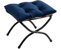 Ibenzoa® Inklapbare Voetensteun Met Luxe Fluwelen Bekleding En Metalen Poten, Donkerblauw