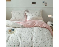 Ibenzoa® Katoenen dekbedovertrekset met bohemien bloemenpatroon voor queensize bed 230 x 230 cm