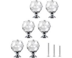 Ibenzoa® Klassieke en Sprankelende Kristallen Glazen Kastknoppen Set van 6 voor Meubelvernieuwing