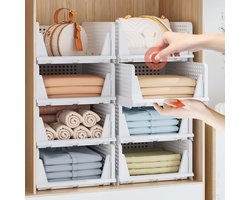 Ibenzoa® Kledingkast en Huishoudelijke Organizer Set van 5 - Stapelbare en Opvouwbare Plastic Opbergkisten voor Elke Ruimte