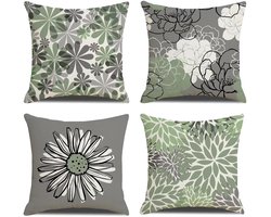 Ibenzoa® Kleurrijke en Moderne Bloemen Kussenhoezen Set van Vier voor Binnen en Buiten Decoratie