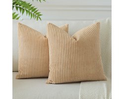 Ibenzoa® Kleurrijke Set van 2 Corduroy Kussenhoezen voor Stijlvolle Interieurdecoratie in Woonkamer en Bank, 45 x 45 cm