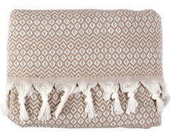 Ibenzoa® Knusse Zand Beige Crème Dubbele Katoenen Sprei voor Bank en Bed, 200 x 230 cm