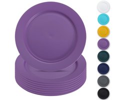 Ibenzoa® Kunststof herbruikbare bordenset voor thuis, tuin en outdoor activiteiten, 8 stuks, paars, 25 cm