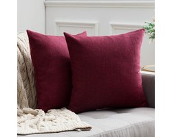 Ibenzoa® Kussenhoezen set van 2 met linnenlook en ritssluiting voor huis en auto