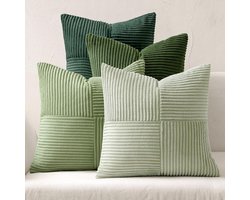 Ibenzoa® Kussenhoezen Set van 4 Stuks in Corduroy Patchwork Design voor Sofa en Slaapkamer