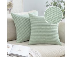 Ibenzoa® Kussenslopen set van 2 voor bank en slaapkamer, decoratieve kussenhoezen in bonengroen