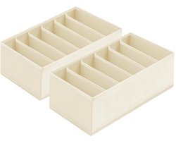 Ibenzoa® Lade-organizer met zes vakken voor kleding en accessoires in beige, set van twee