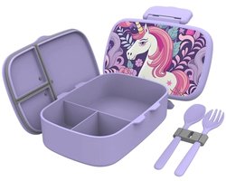 Ibenzoa® Lekvrije Kinderlunchbox met Meerdere Vakken en Magnetronbestendige Functie
