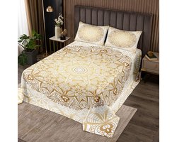 Ibenzoa® Luxe Boheemse Mandala Bedsprei Set met Kussenslopen voor Stijlvol Slaapcomfort