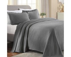 Ibenzoa® Luxe grijze sprei met jacquard-paisleypatroon voor kingsize bedden