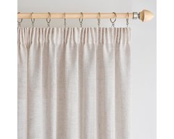 Ibenzoa® Luxe Linnenlook Gordijnen met Plooiband voor Woonkamer en Slaapkamer, Set van 2, Wit, 140 x 225 cm