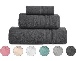 Ibenzoa® Luxueuze Badhanddoeken Set van 3 Stuks in Verschillende Maten en Kleuren, 100% Katoen
