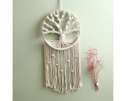 Ibenzoa® Macramé Wanddecoratie met Levensboom Motief voor Bohemian Interieur en Kinderkamer Sfeer