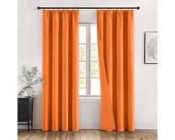 Ibenzoa® Modern en Functioneel Verduisterend Gordijnenset voor Woon- en Slaapkamer - Oranje, 140 x 260 cm, Set van 2