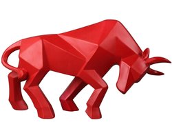 Ibenzoa® Moderne abstracte stier sculptuur van hars voor stijlvolle woon- en kantoordecoratie in rood