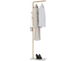 Ibenzoa® Moderne en Stabiele Kapstok met Gouden Kledingstang en Haken voor Diverse Opbergruimte