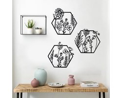 Ibenzoa® Moderne Metalen Wanddecoratie Set van 3 met Unieke Lotus Bloemen voor Huis en Kantoor