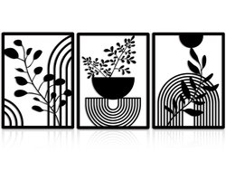 Ibenzoa® Moderne Metall Wandpanelen – Trio Geometrische Designelementen Schwarz