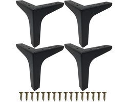Ibenzoa® Mooie set van 4 zwarte metalen meubelpoten voor veelzijdige DIY-projecten in huis